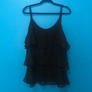 Black Layered Chiffon Tank Top